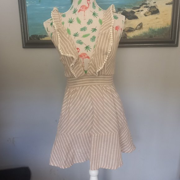 Reverse Dresses & Skirts - Reverse nude and white summer dress, strappy, plunging neckline (Size XS)